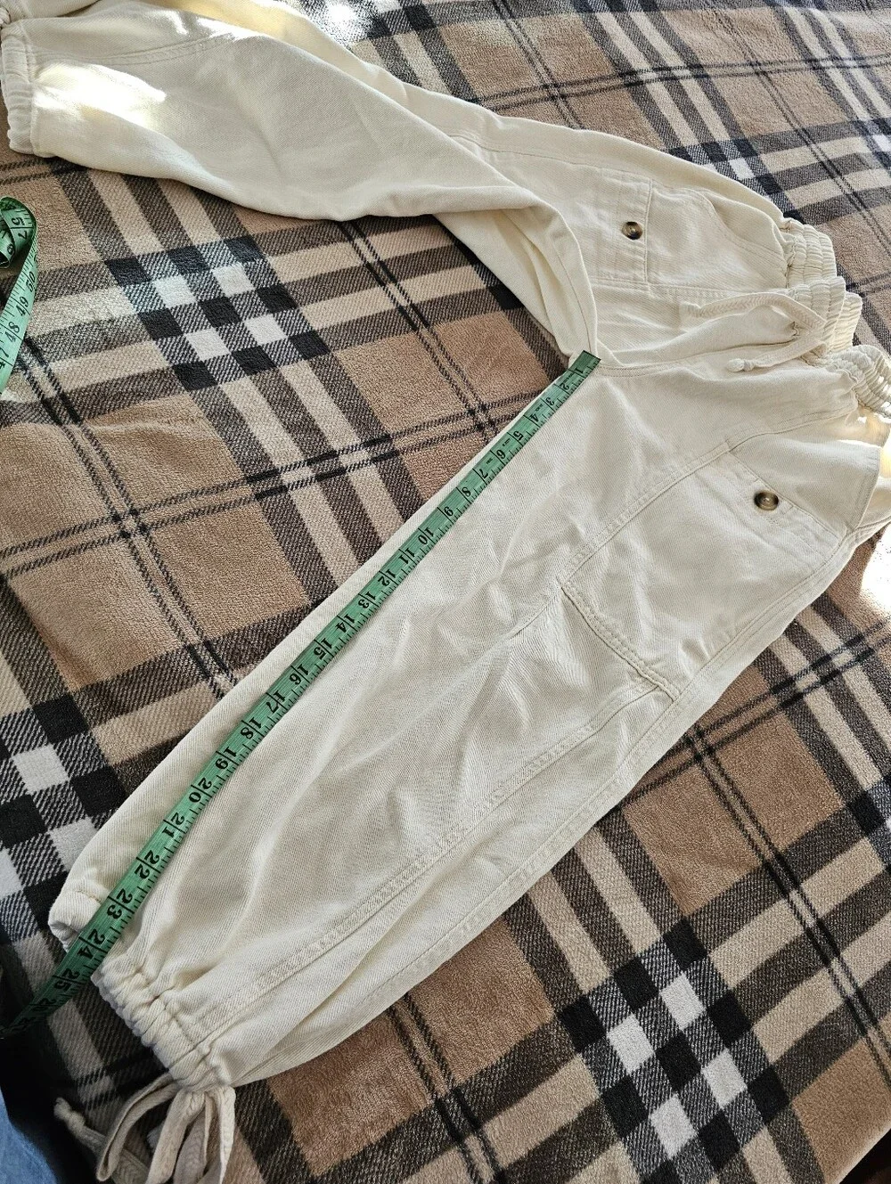 Casual Drawstring Cargo Pants - Cream - Picture 8 of 9